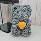 Next Day Dispatch - Grey Pink Luxury Forever Rose Heart Bear with Gold Heart Box Handmade in UK, Love Bear, Flower Bear