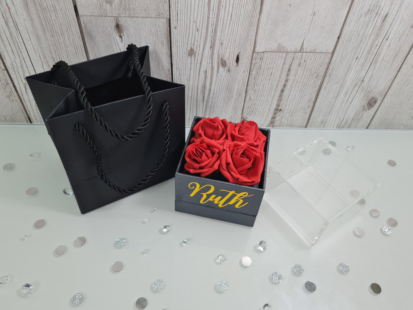 Personalised Jewellery Gift Box with Heart Necklace Red Roses Birthday Valentines Gift Decor