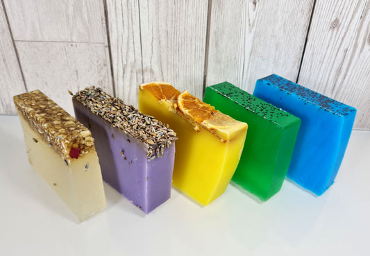 Handmade Soap Gift Set Box | Eco Friendly Olive Oil Soap Pamper Box | Honey & Oatmeal, Orange, Tea Tree, Lavender, Peppermint, Aloe Vera