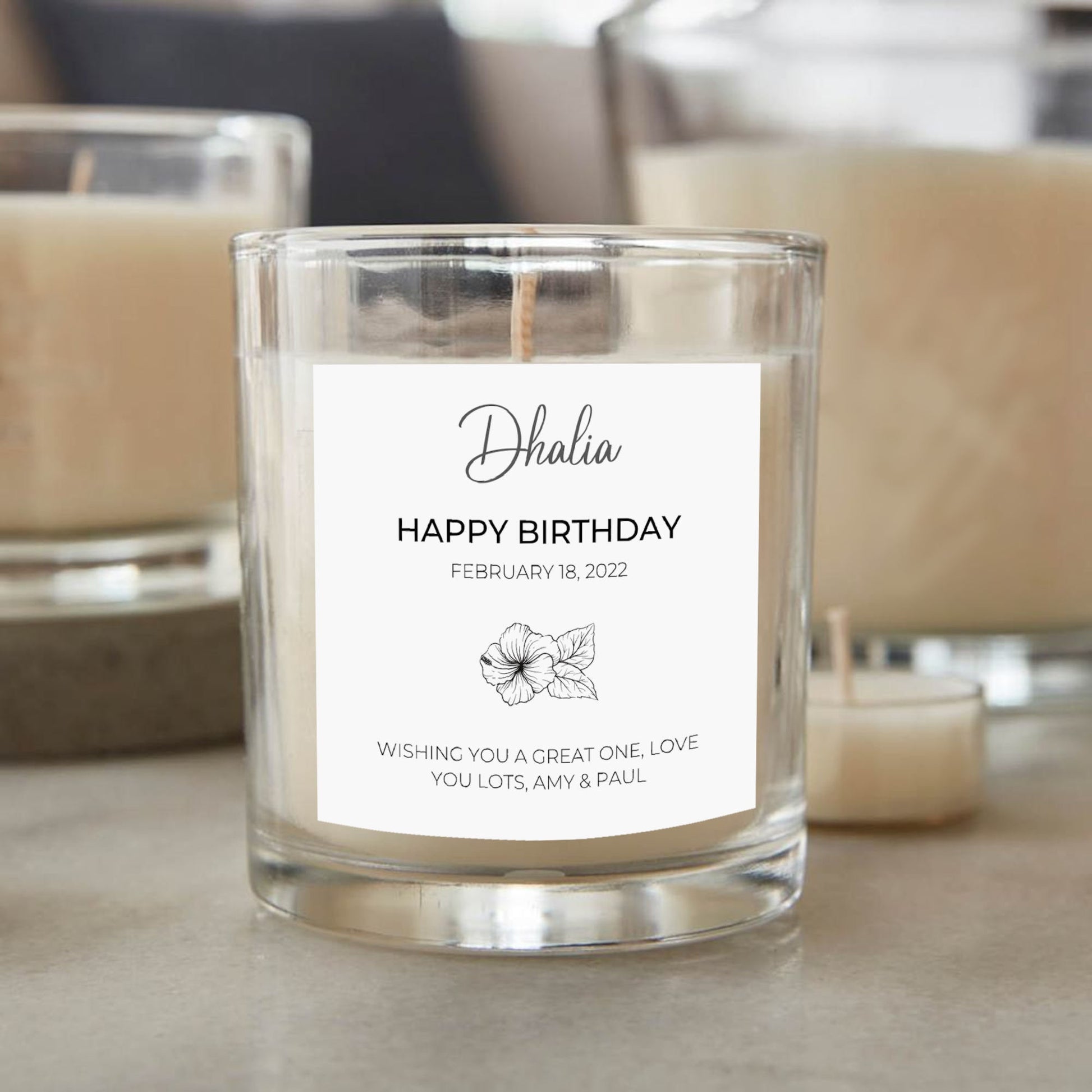 Birthday Gift Personalised Candle, Happy Birthday Flower Candle, Candle For Birthday With Personal Message, Birthday Gift For Her