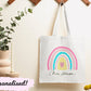 Personalised Teacher Tote Bag, Teacher Boho Rainbow Tote Bag For Teachers End Of School Year Gift, Teacher Gifts, Thank You Bag For Teacher