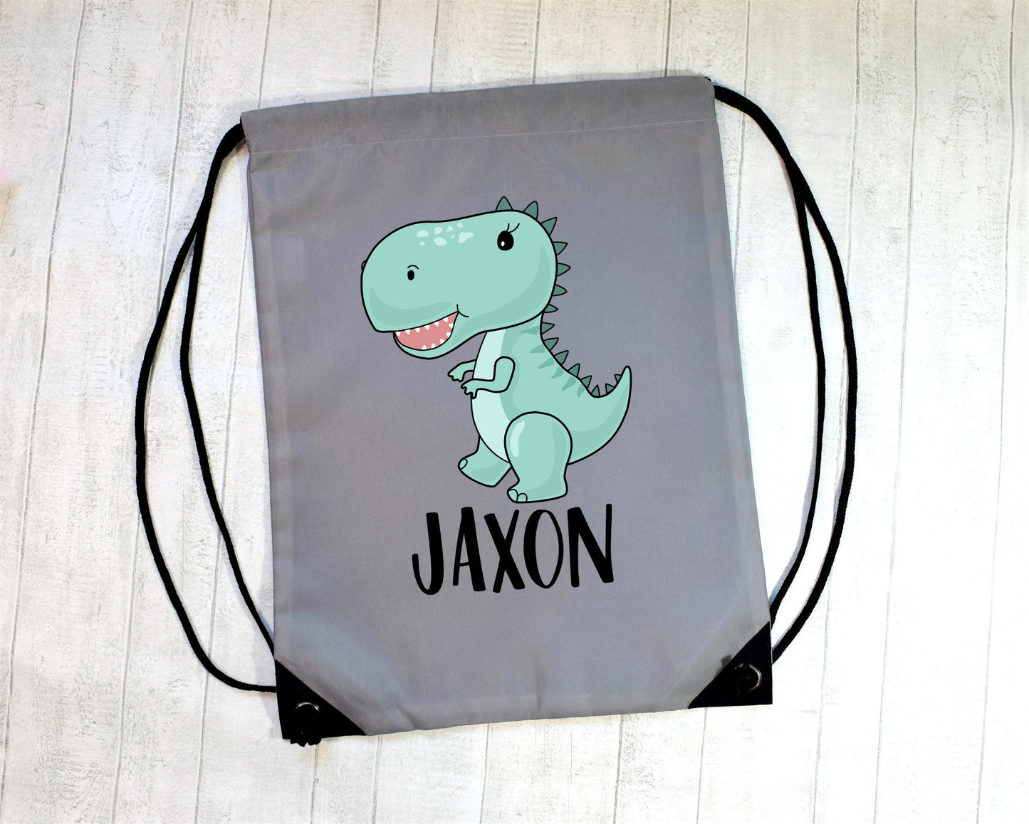 Baby Dinosaur Drawstring Bag, Personalised Drawstring Bag For Kids Back to School Bag, PE Kit Bag, Dinosaur Bag, Personalised Bag for Boys