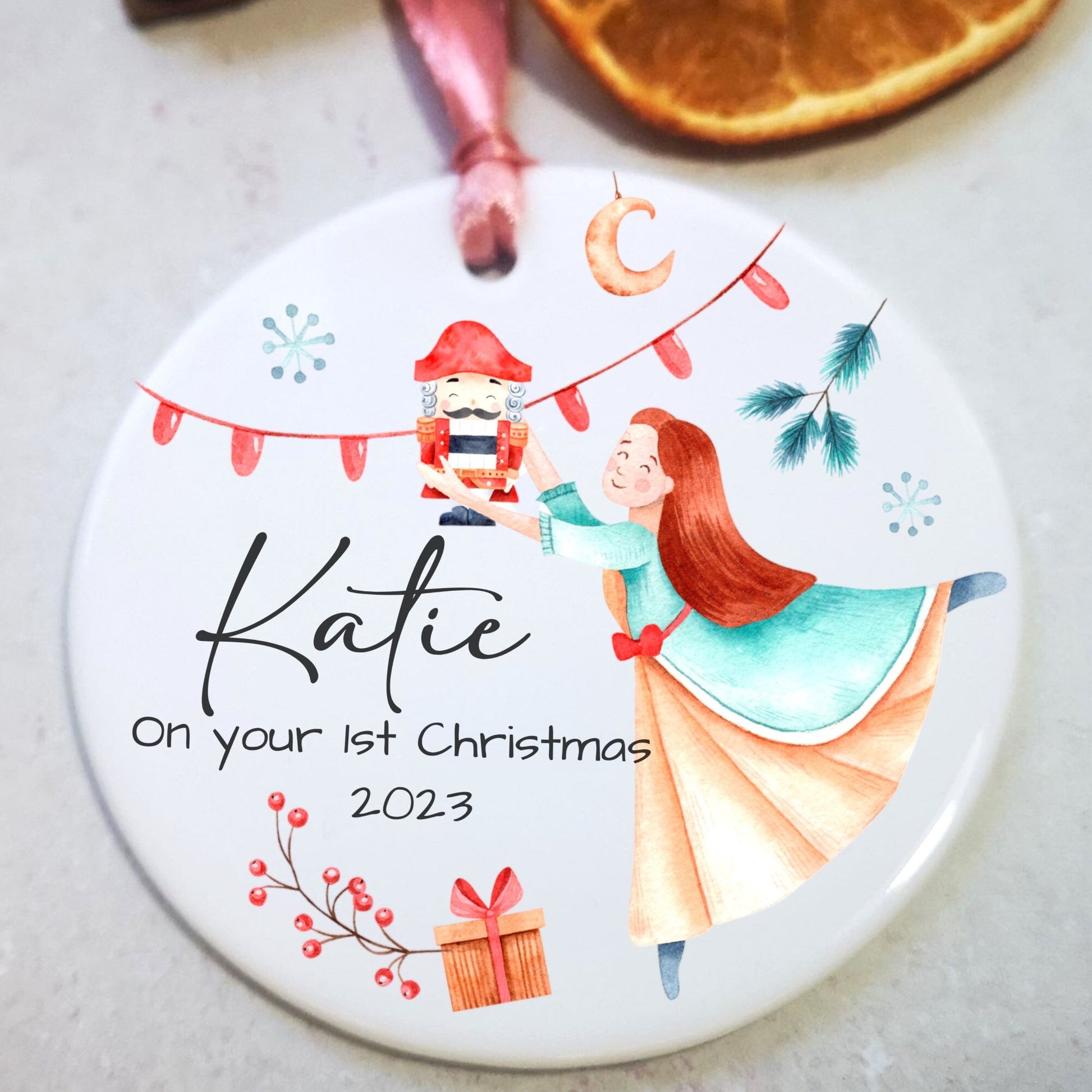 Personalised Babys First Christmas Ornament, My 1st Christmas Hanging Decoration, Nutcraker Custom Bauble, Name Christmas Gift Decor